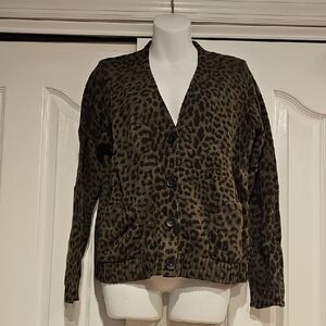 J. Jill Animal Print Cardigan Sz M MSRP $90 NWT